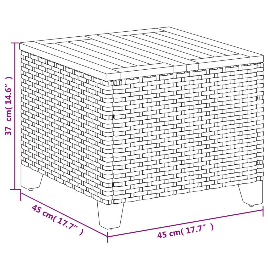 Havebord 45X45X37 Cm Polyrattan Og Akacietræ