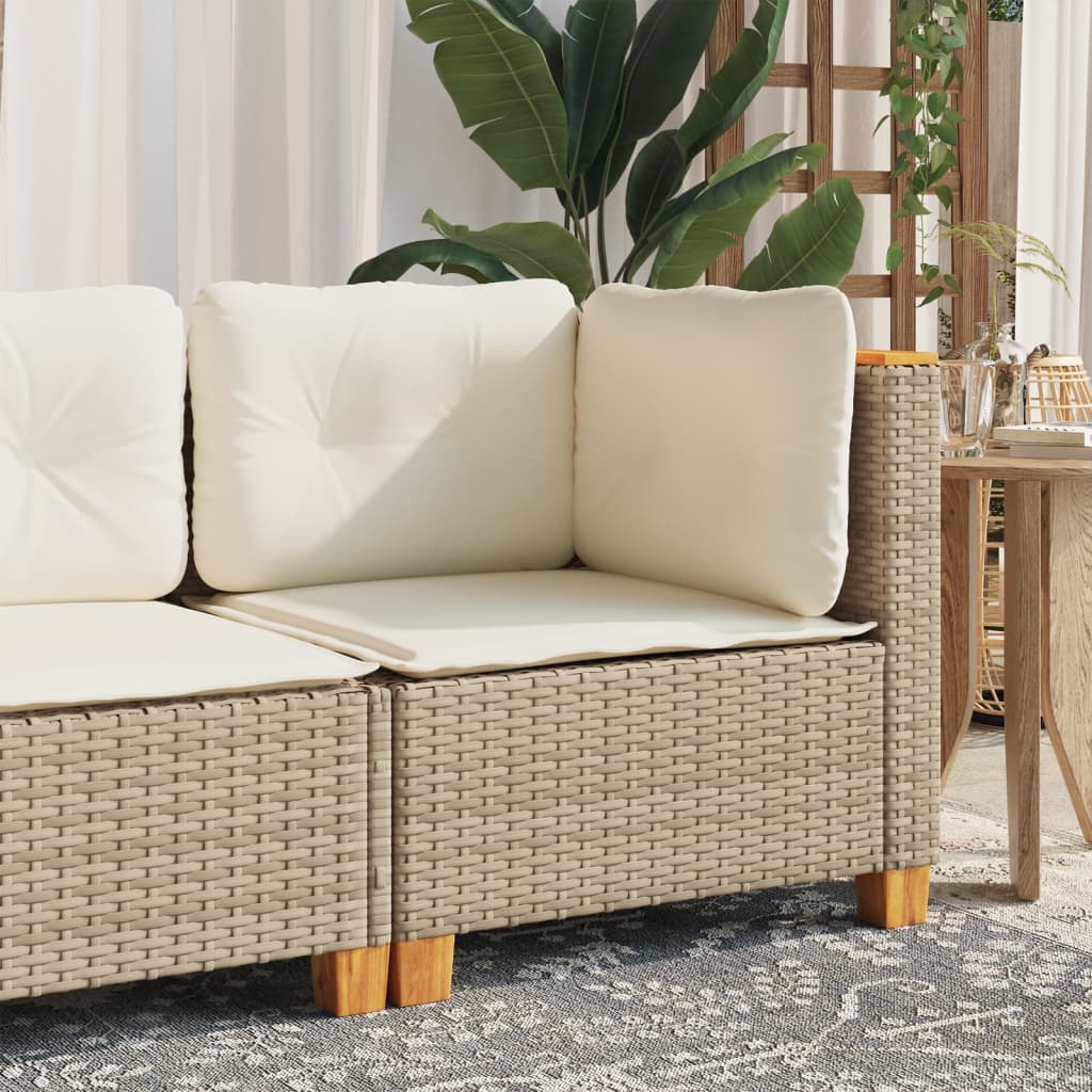 Hjørnemoduler Til Havesofa 2 Stk. Med Hynder Polyrattan Beige