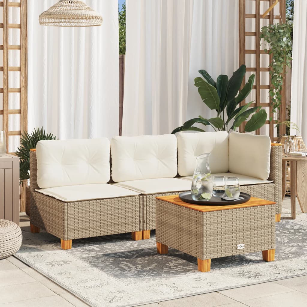 Hjørnemoduler Til Havesofa 2 Stk. Med Hynder Polyrattan Beige