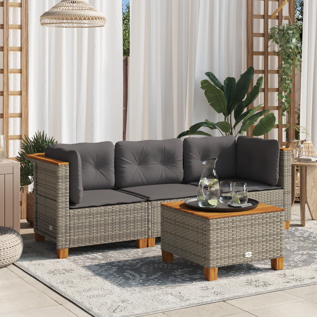 Hjørnemoduler Til Havesofa 2 Stk. Med Hynder Polyrattan Beige