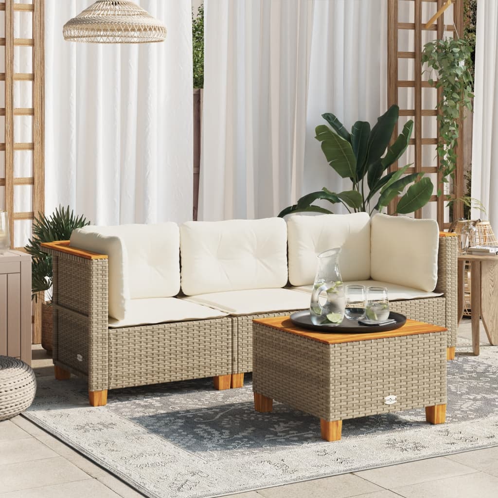 Hjørnemoduler Til Havesofa 2 Stk. Med Hynder Polyrattan Beige