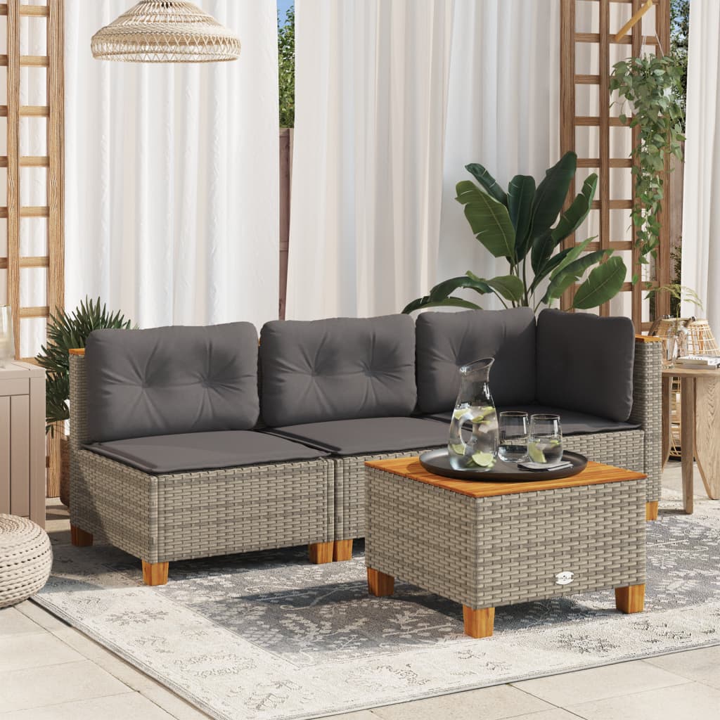 Hjørnemoduler Til Havesofa 2 Stk. Med Hynder Polyrattan Beige