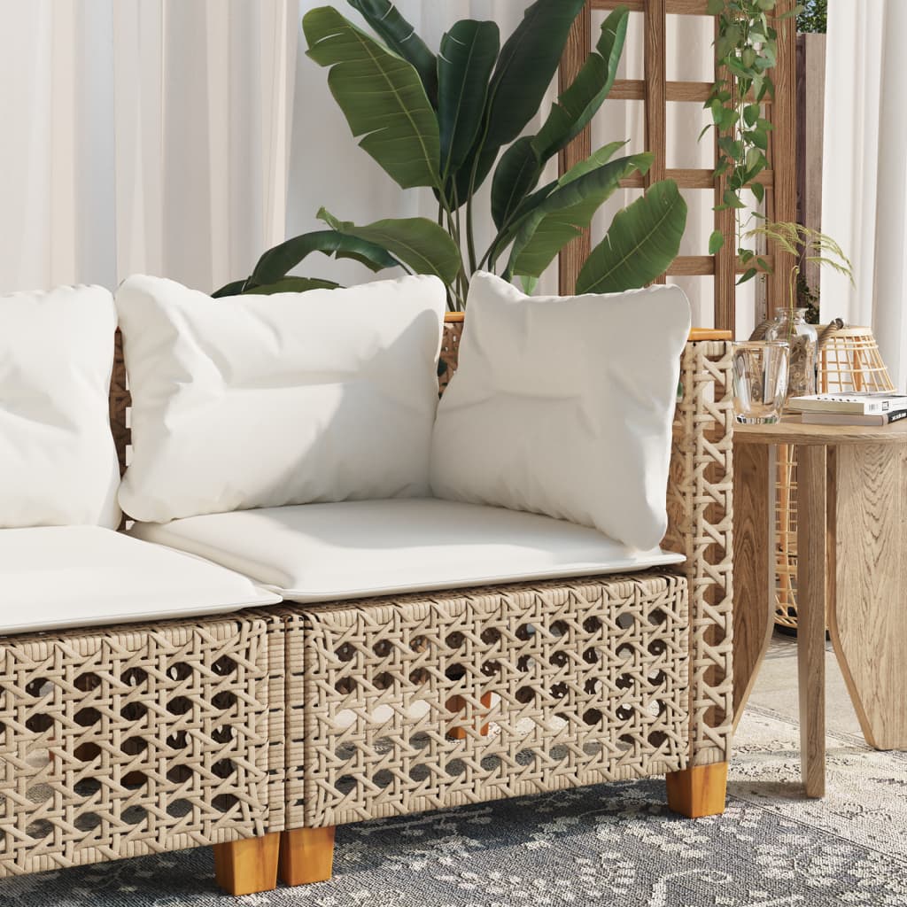Hjørnemoduler Til Havesofa 2 Stk. Med Hynder Polyrattan Beige