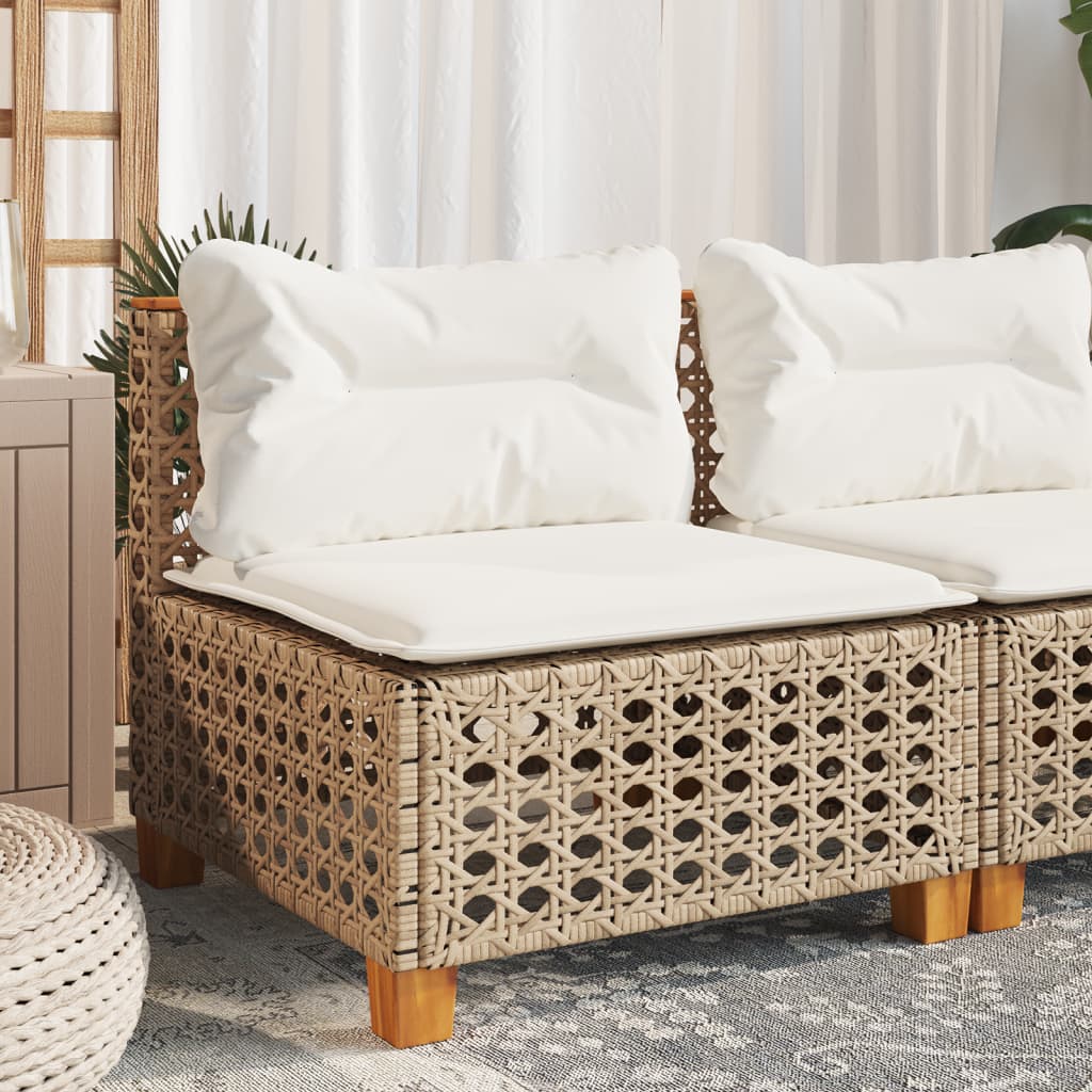 Hjørnemoduler Til Havesofa 2 Stk. Med Hynder Polyrattan Beige