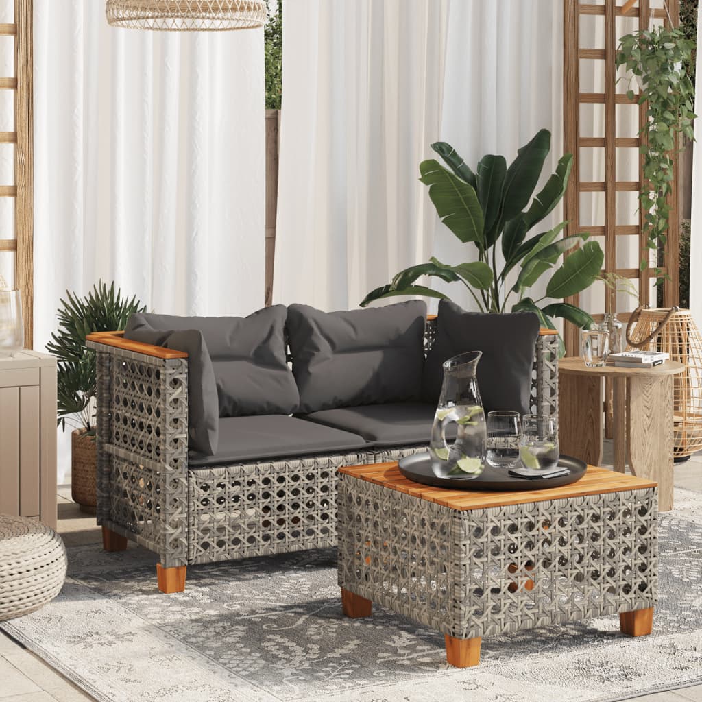 Hjørnemoduler Til Havesofa 2 Stk. Med Hynder Polyrattan Beige