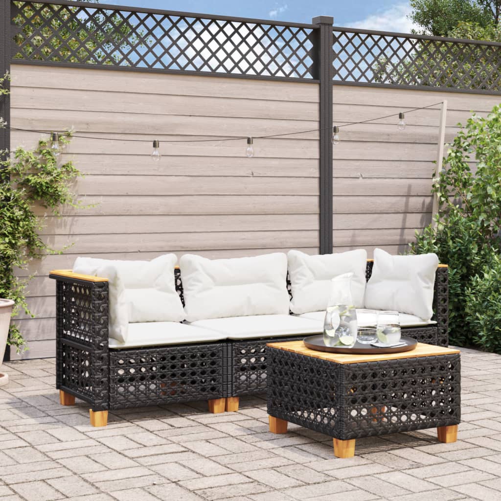 Hjørnemoduler Til Havesofa 2 Stk. Med Hynder Polyrattan Beige