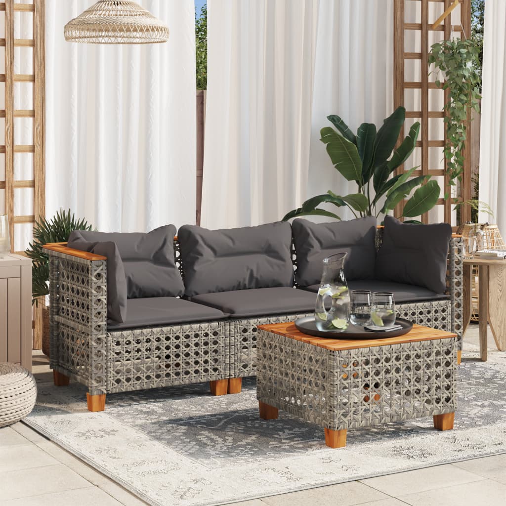 Hjørnemoduler Til Havesofa 2 Stk. Med Hynder Polyrattan Beige