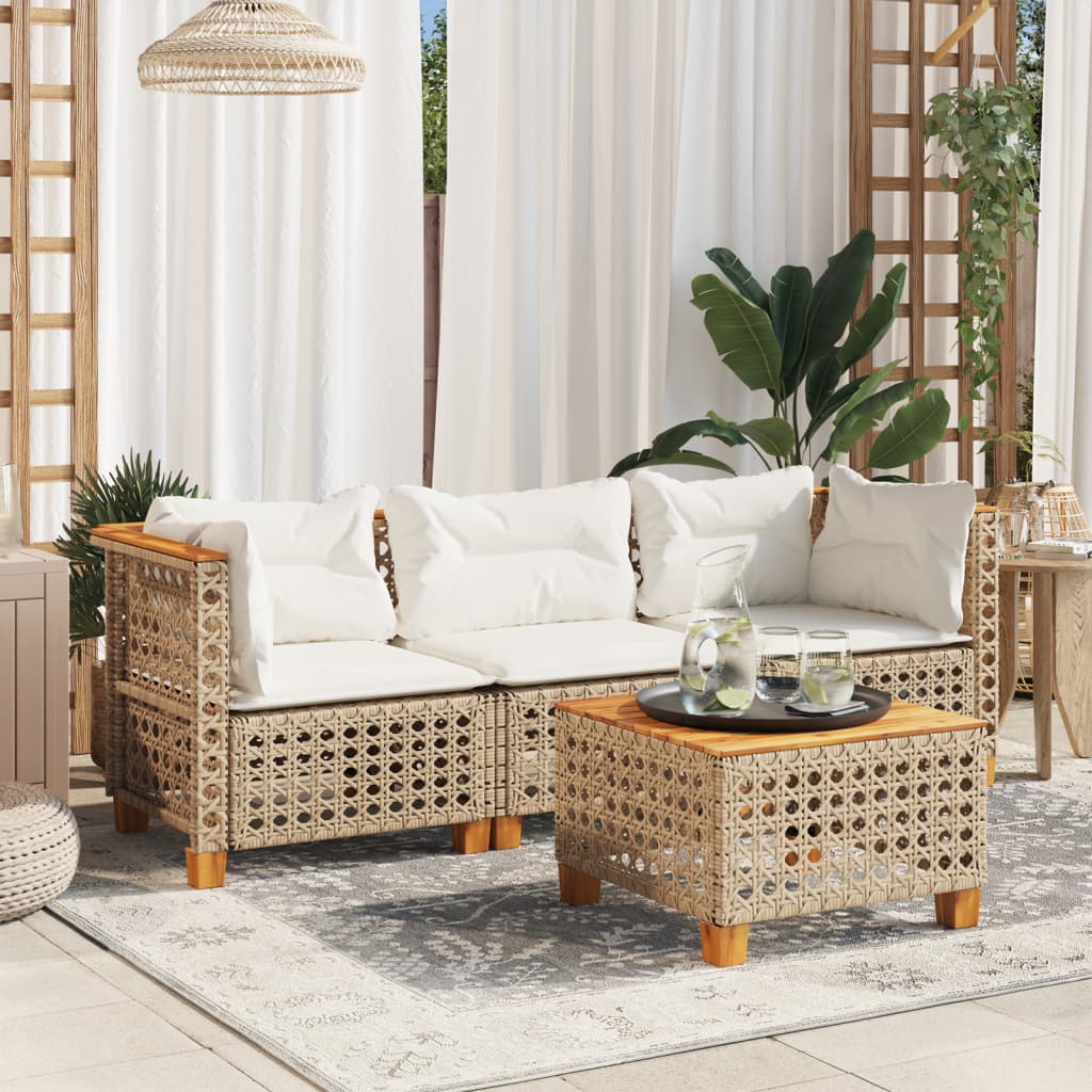 Hjørnemoduler Til Havesofa 2 Stk. Med Hynder Polyrattan Beige