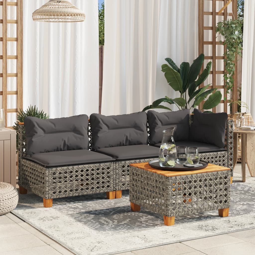 Hjørnemoduler Til Havesofa 2 Stk. Med Hynder Polyrattan Beige
