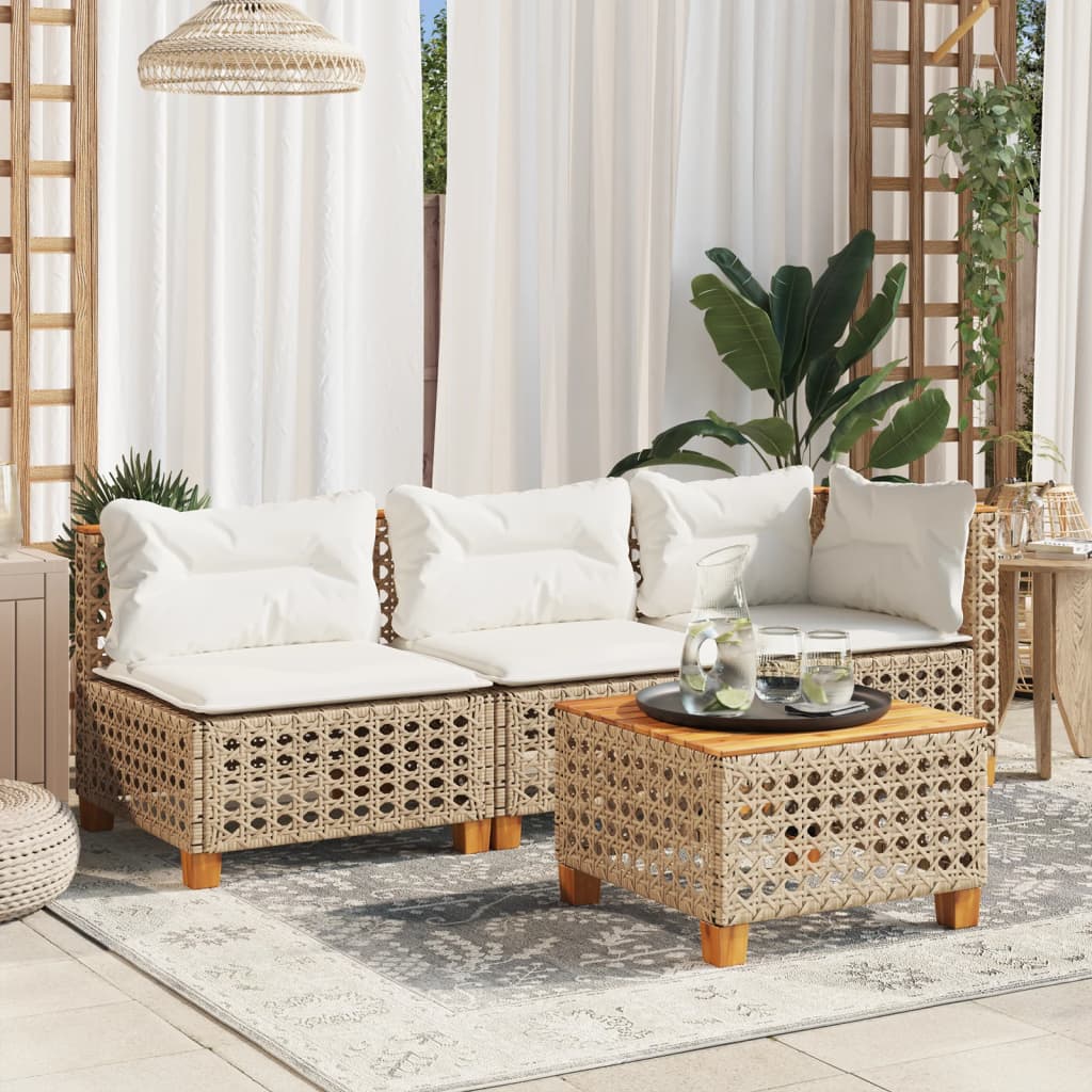 Hjørnemoduler Til Havesofa 2 Stk. Med Hynder Polyrattan Beige