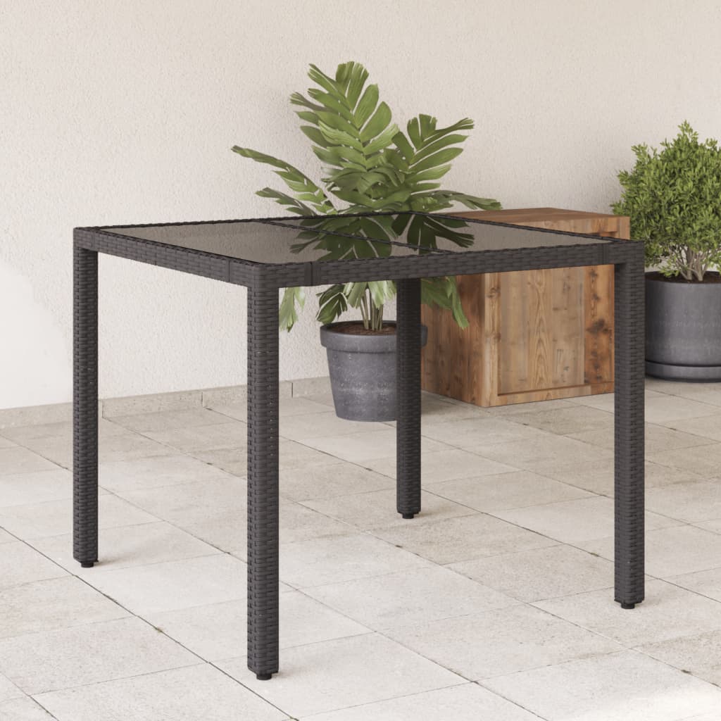 Havebord Med Træbordplade Polyrattan Og Sort