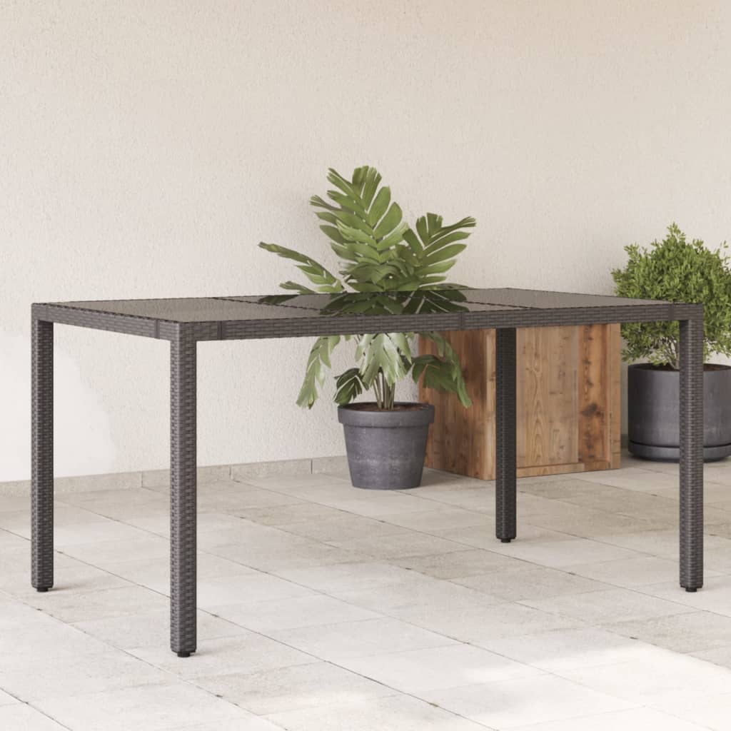 Havebord Med Træbordplade Polyrattan Og Sort