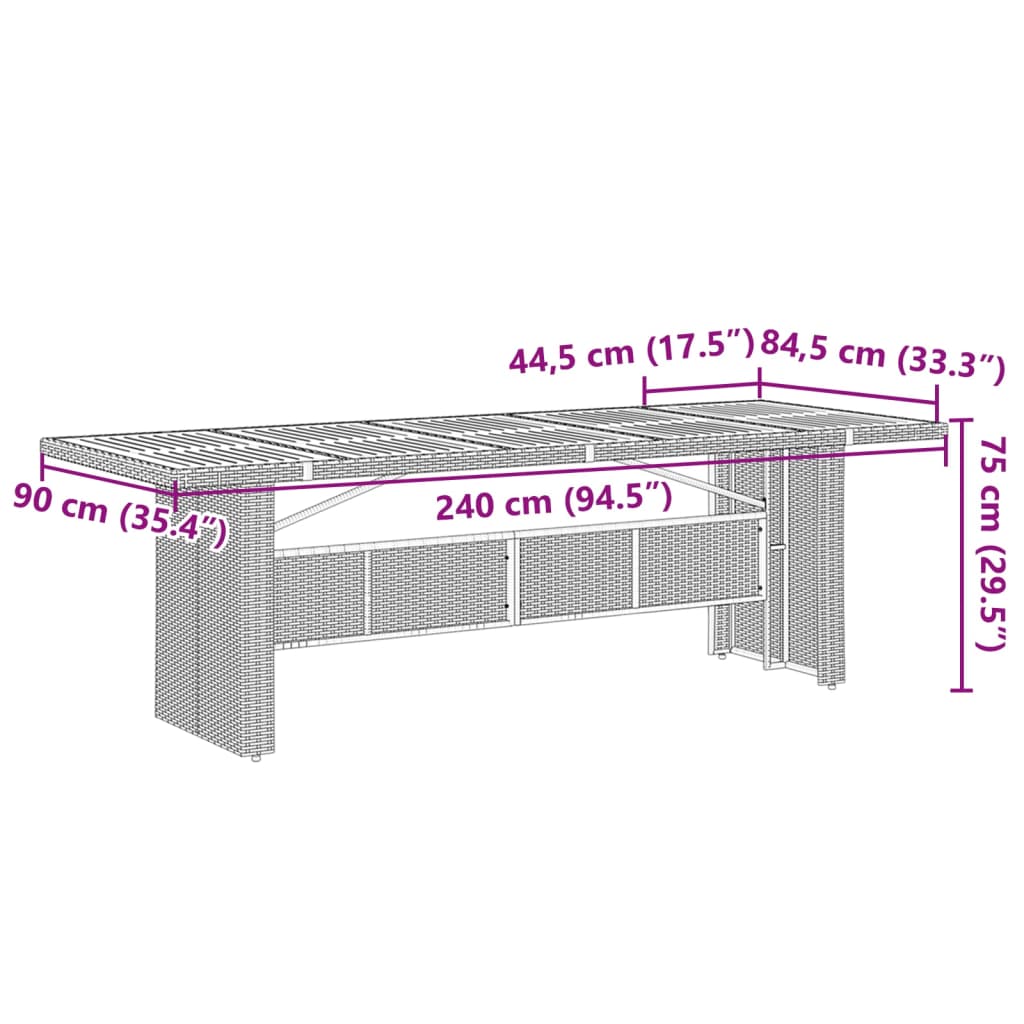 Havebord Med Top Polyrattan Grå