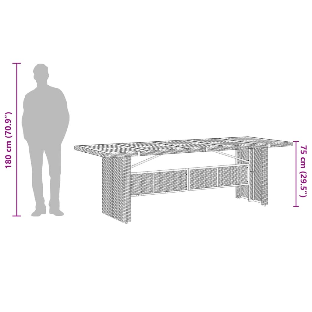 Havebord Med Top Polyrattan Grå