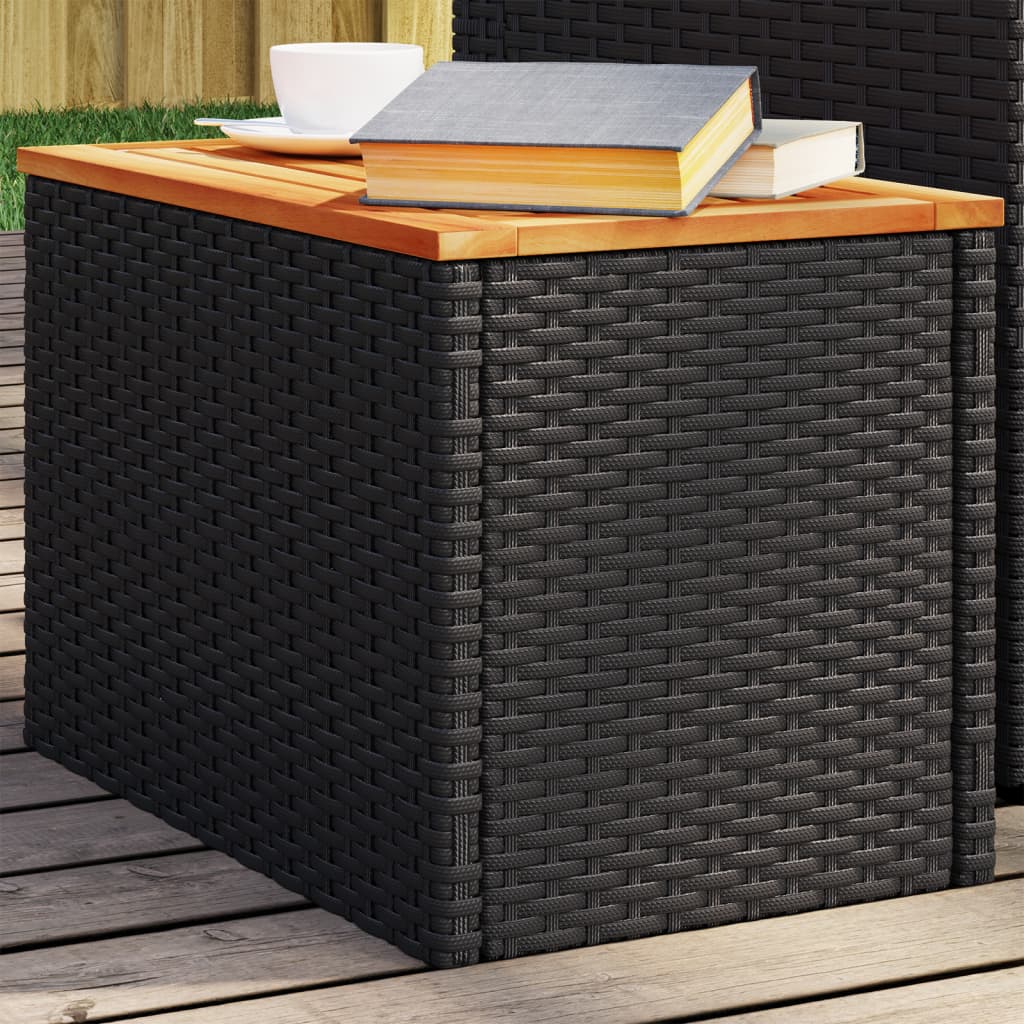 Havesideborde 2 Stk. 55X34X37 Cm Polyrattan Og Massivt Træ