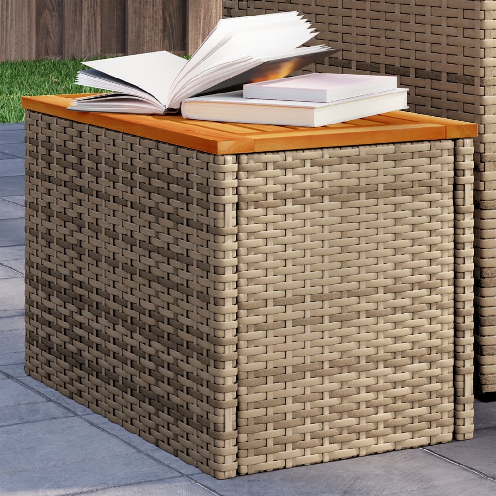 Havesideborde 2 Stk. 55X34X37 Cm Polyrattan Og Massivt Træ