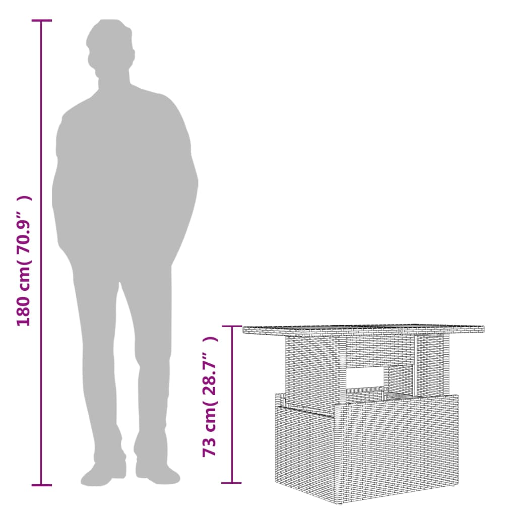 Havebord 100X55X73 Cm Polyrattan Og Akacie