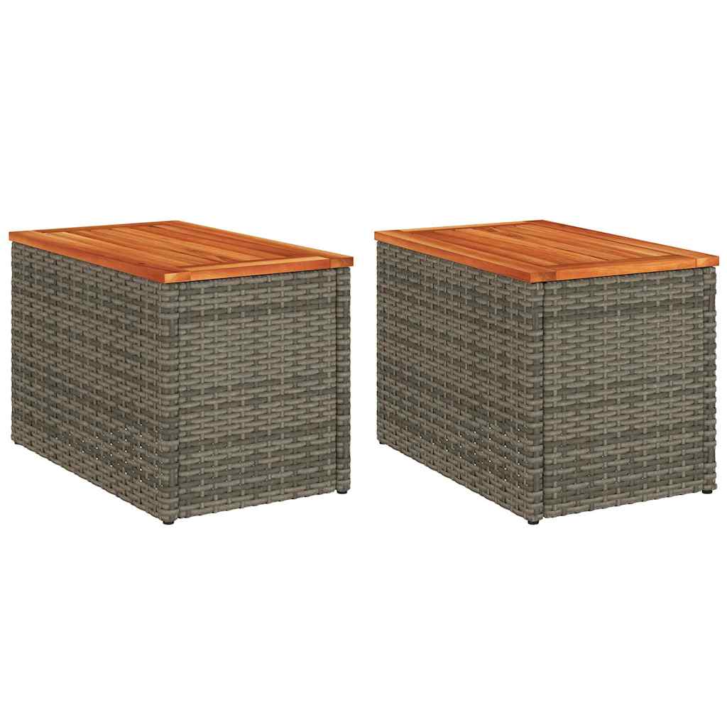 Havesideborde 2 Stk. 55X34X37 Cm Polyrattan Og Massivt Træ