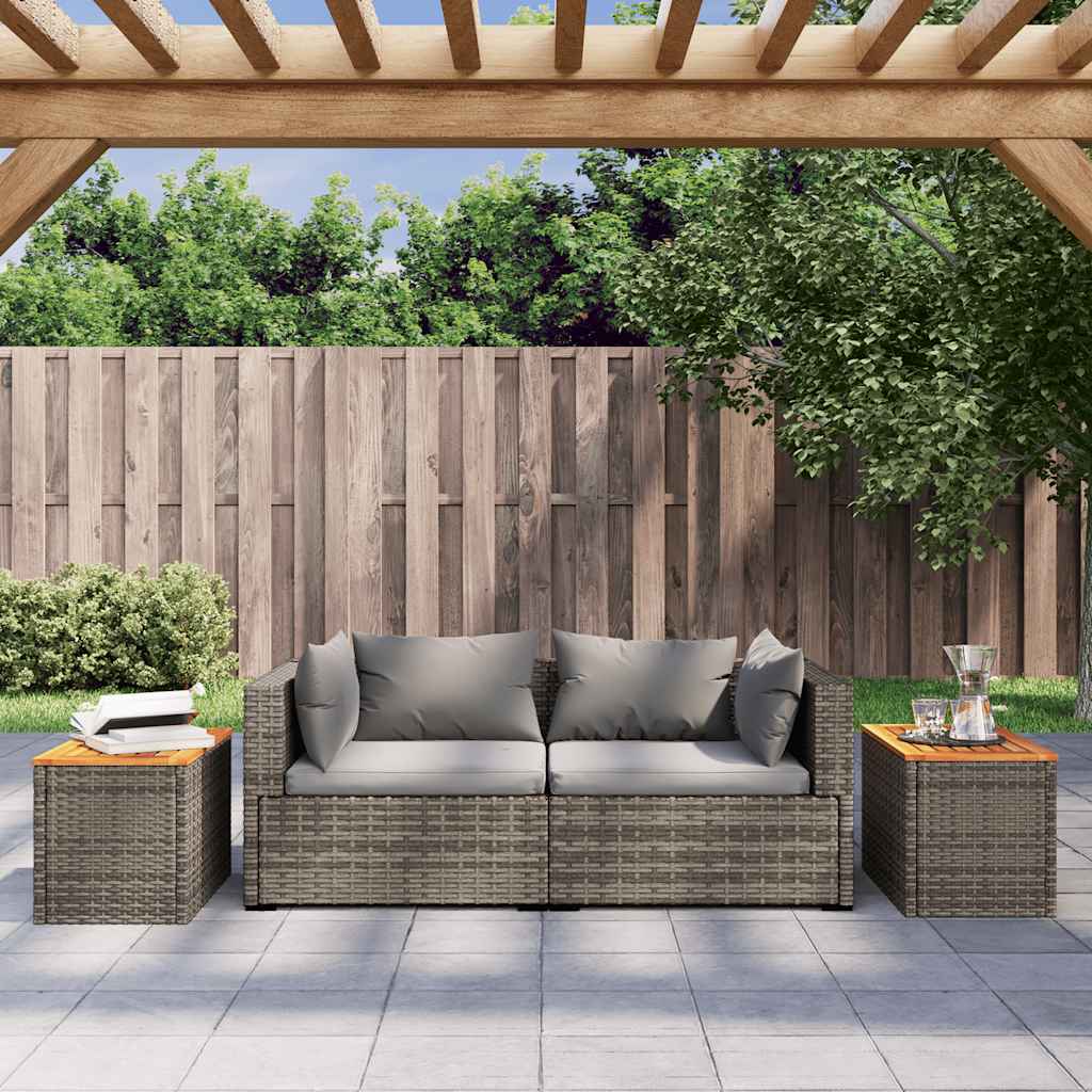 Havesideborde 2 Stk. 55X34X37 Cm Polyrattan Og Massivt Træ