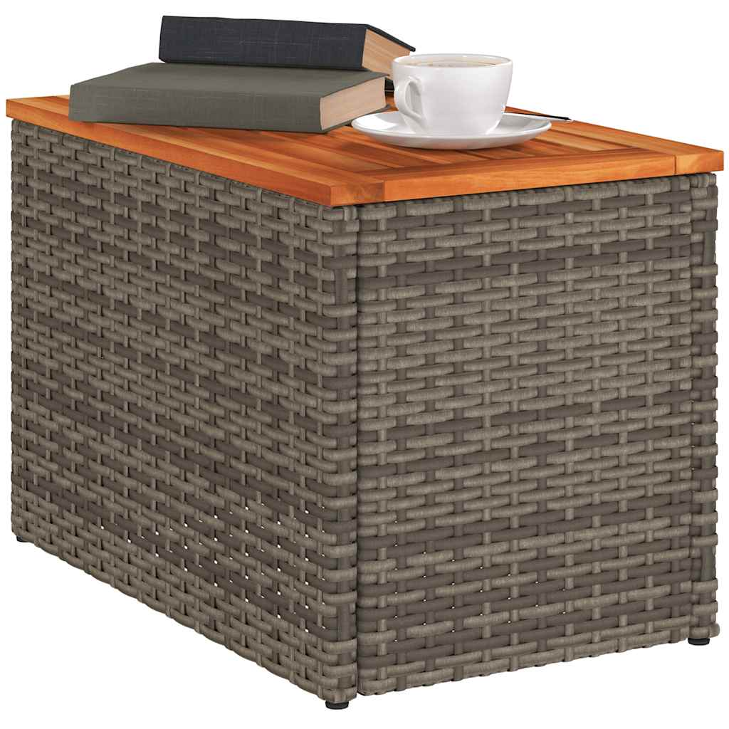 Havesideborde 2 Stk. 55X34X37 Cm Polyrattan Og Massivt Træ