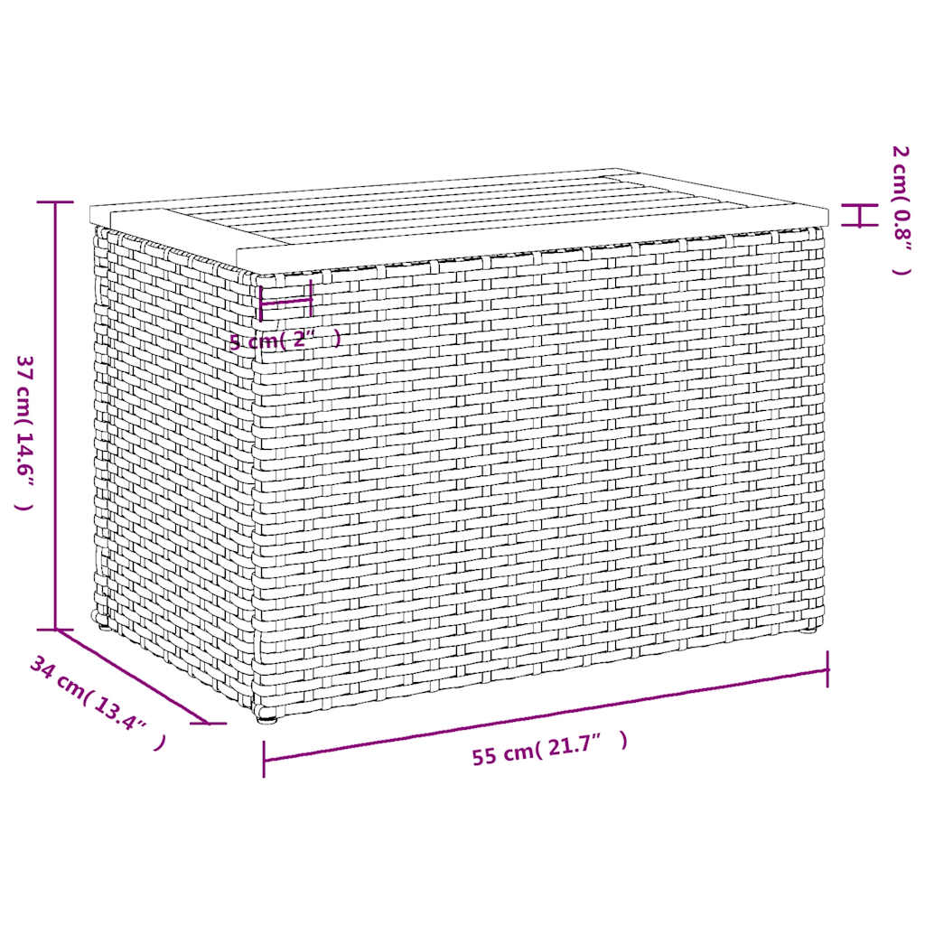 Havesideborde 2 Stk. 55X34X37 Cm Polyrattan Og Massivt Træ