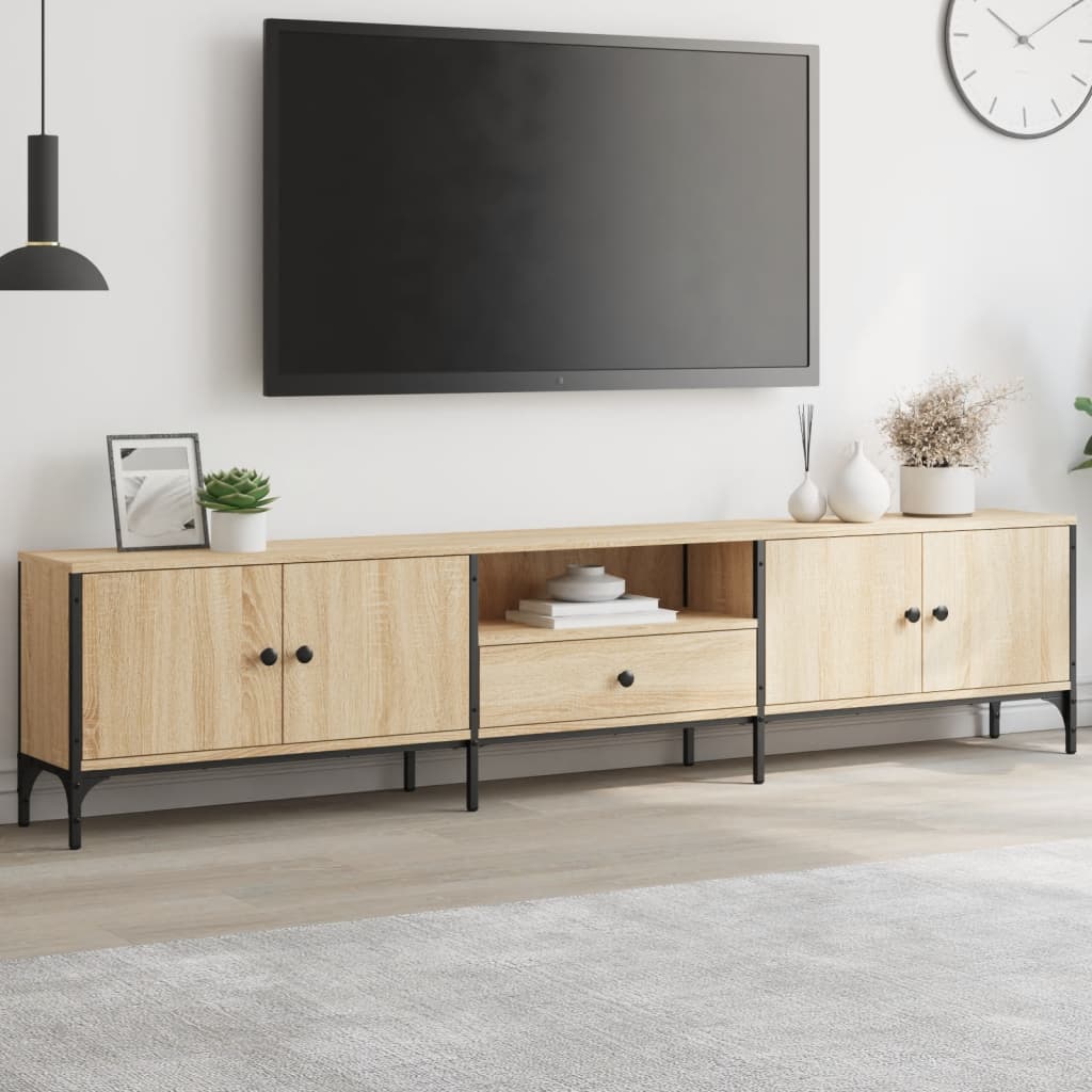 Tv-Bord Med Skuffe 200X25X44 Cm Konstrueret Træ