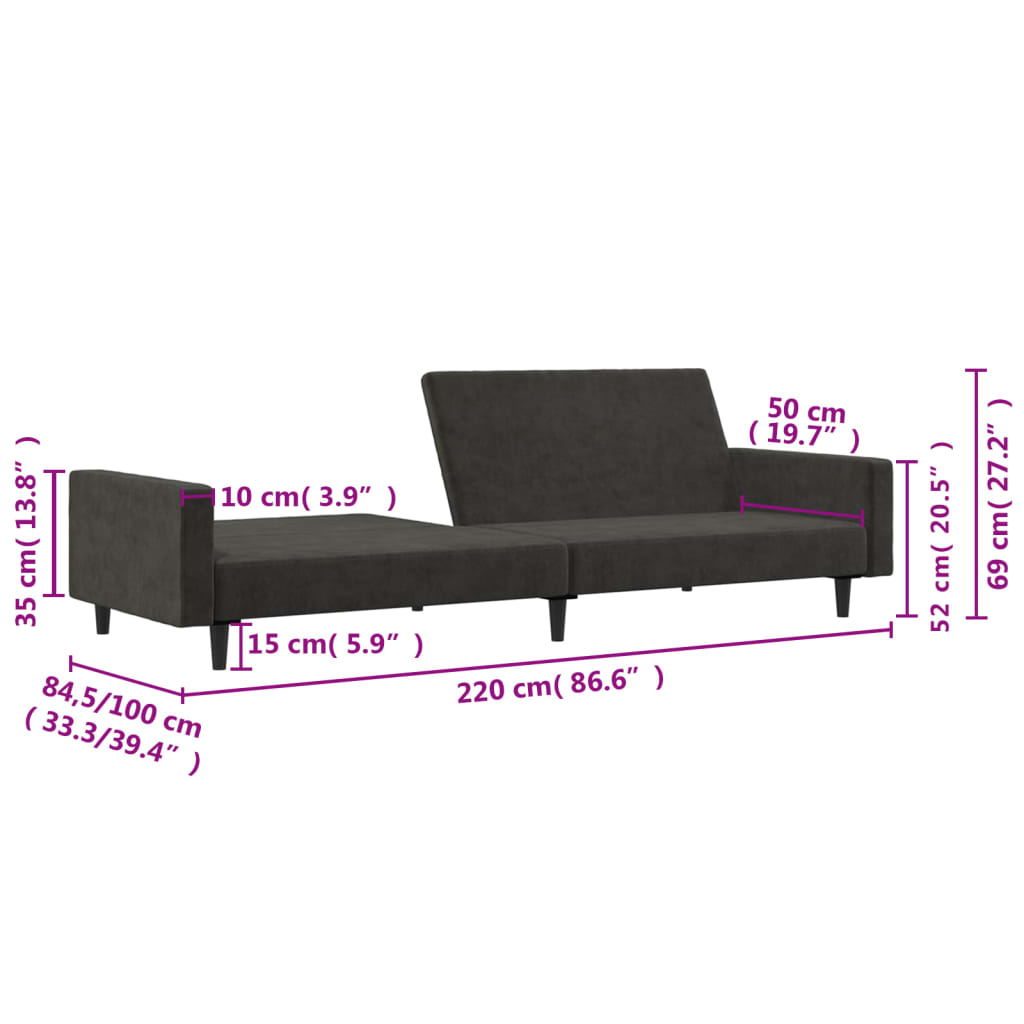 2-Personers Sovesofa Fløjl