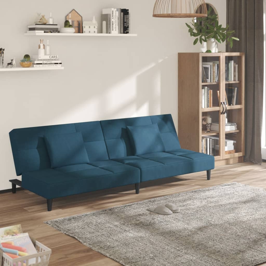 2-Personers Sovesofa Med 2 Puder Fløjl