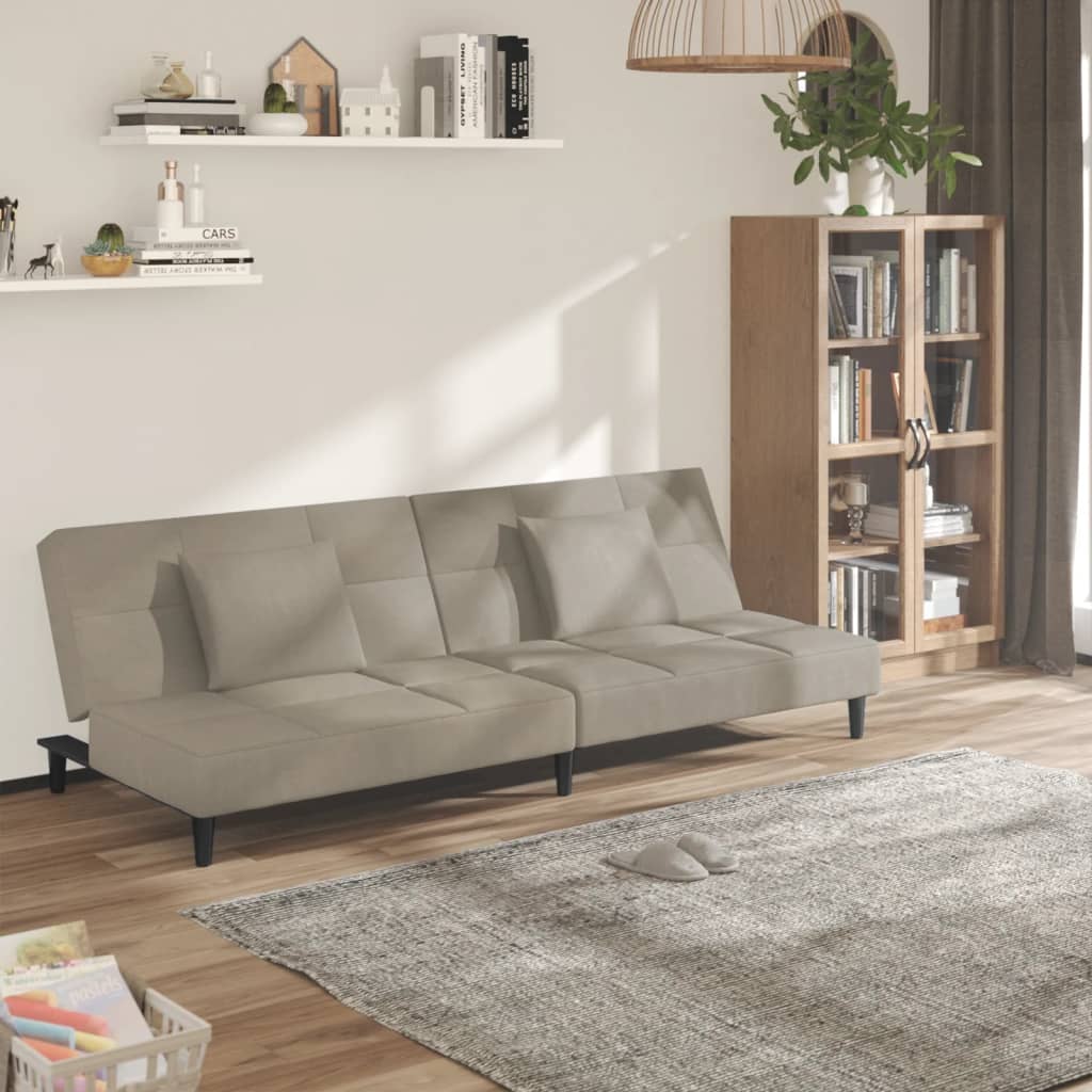 2-Personers Sovesofa Med 2 Puder Fløjl