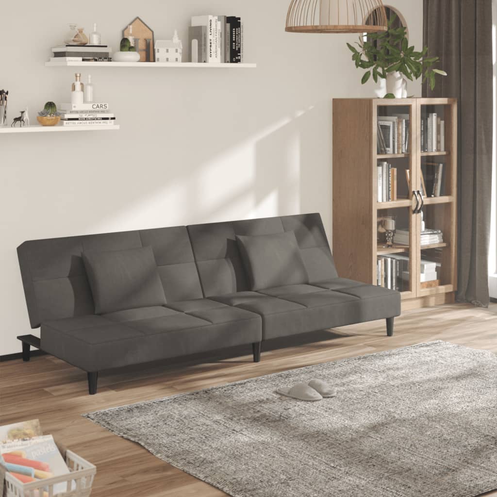 2-Personers Sovesofa Med 2 Puder Fløjl