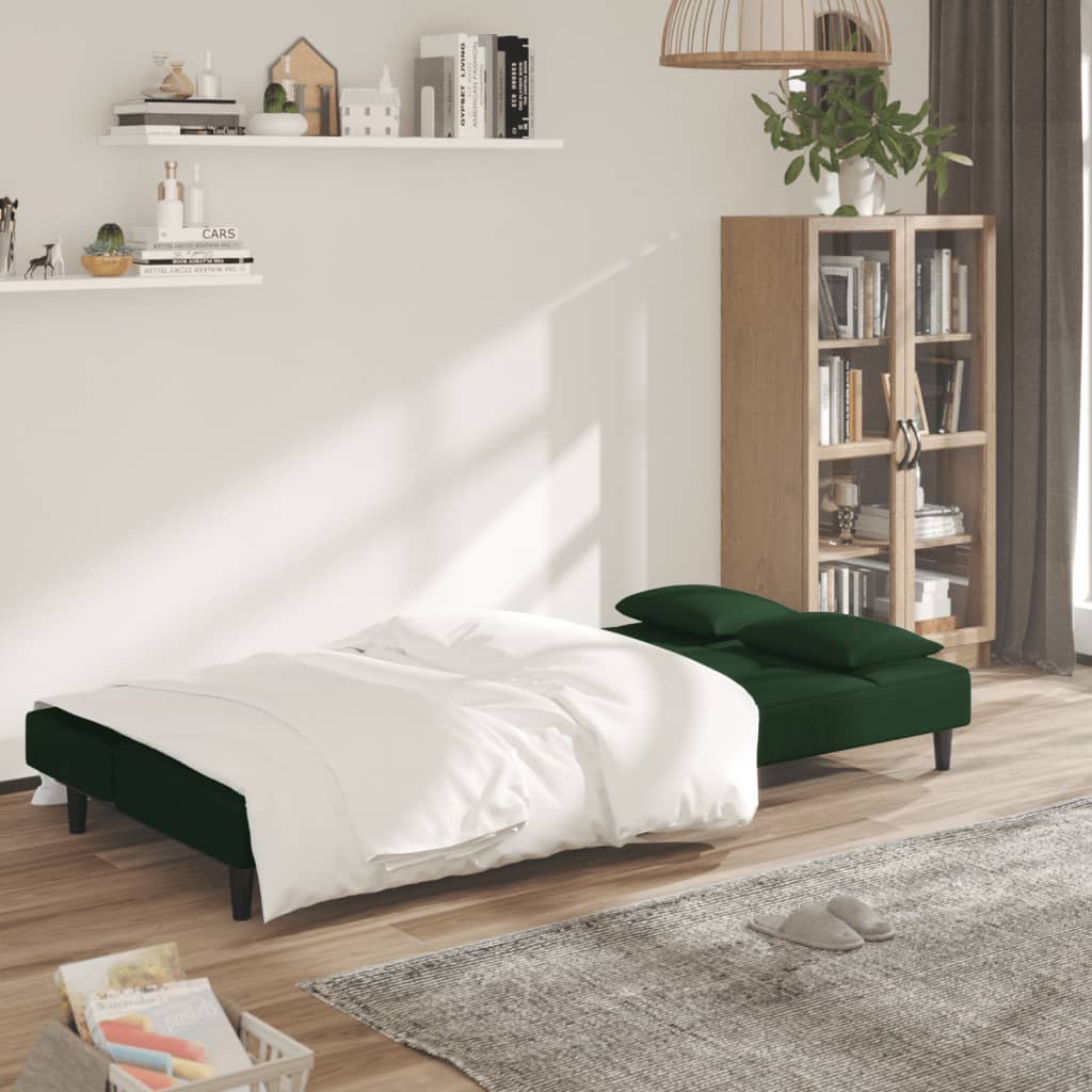 2-Personers Sovesofa Med 2 Puder Fløjl