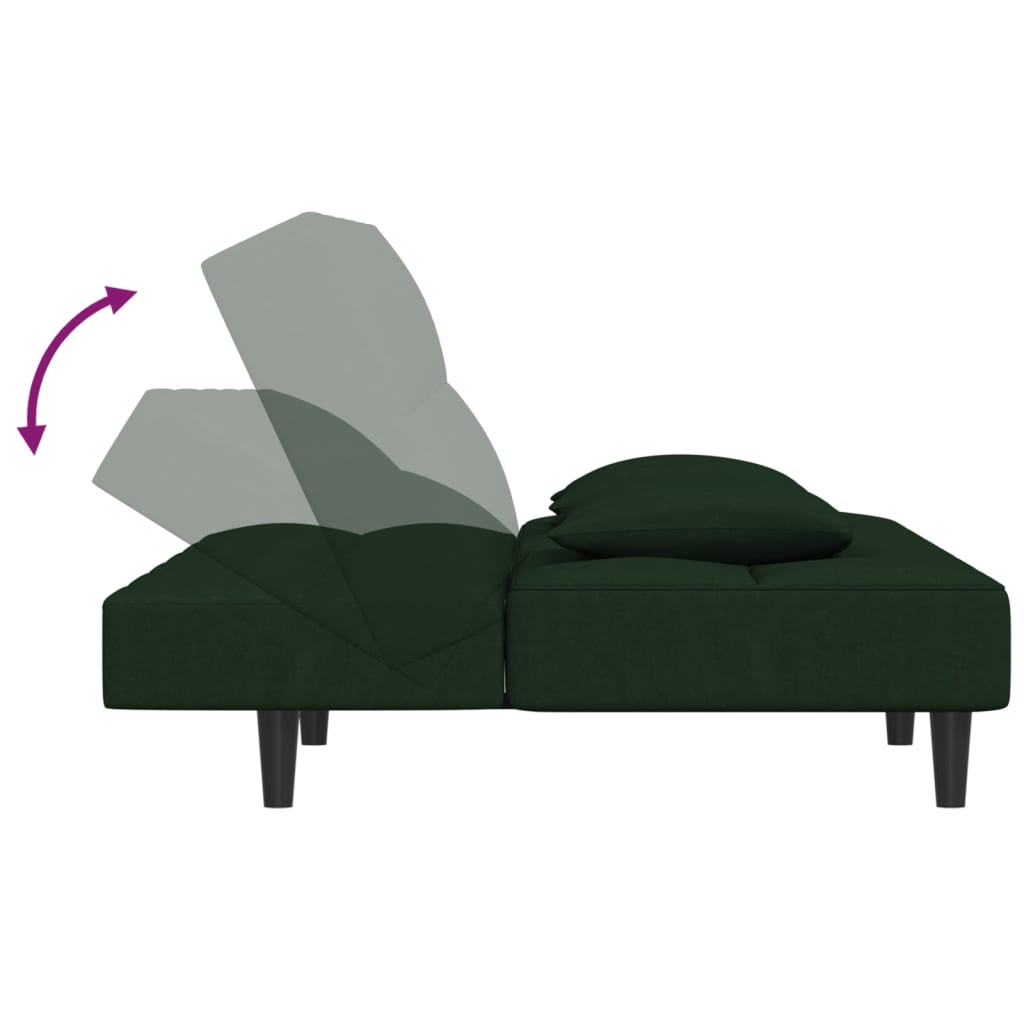 2-Personers Sovesofa Med 2 Puder Fløjl