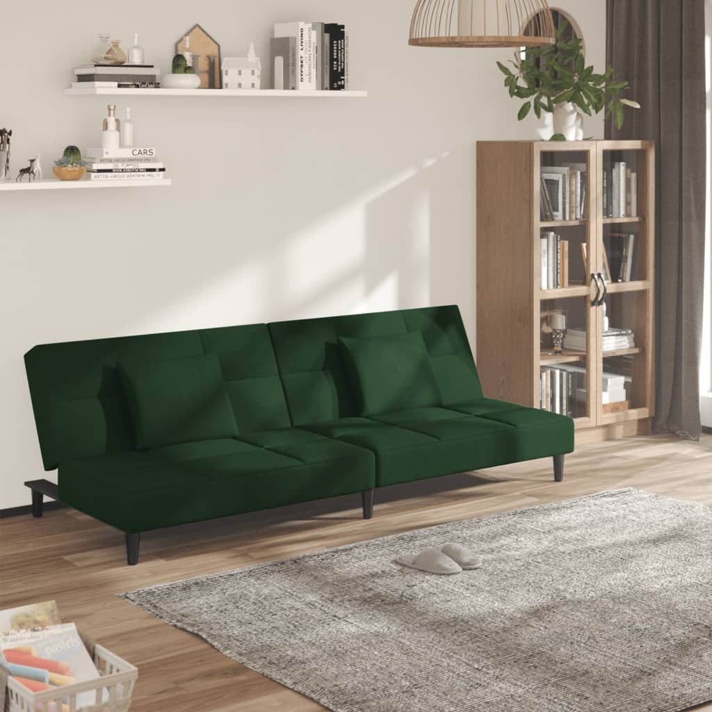 2-Personers Sovesofa Med 2 Puder Fløjl