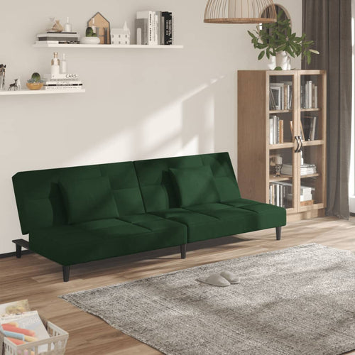 2-Personers Sovesofa Med 2 Puder Fløjl