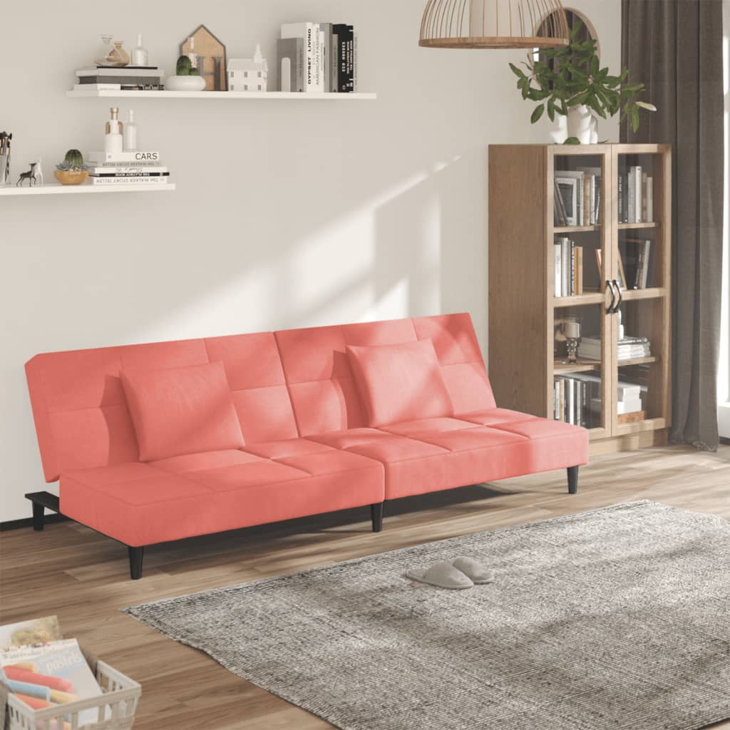 2-Personers Sovesofa Med 2 Puder Fløjl