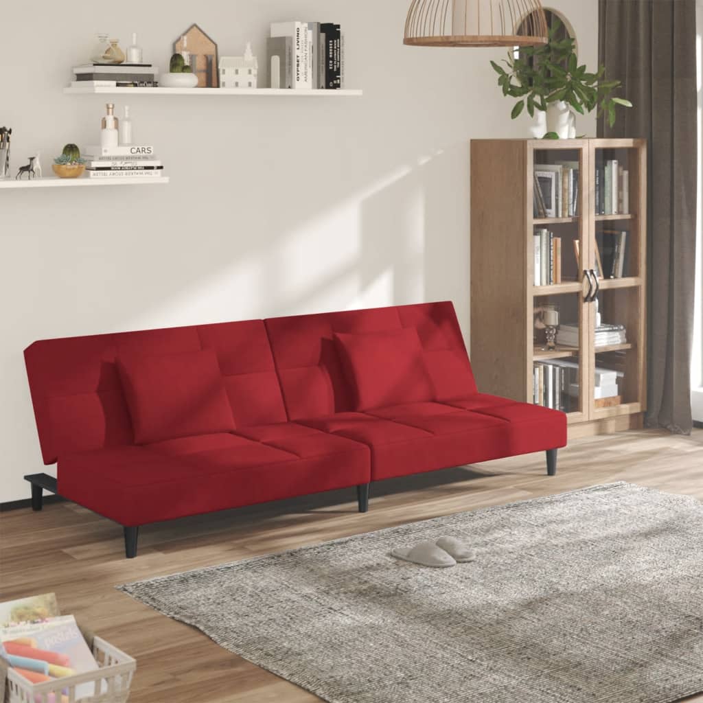2-Personers Sovesofa Med 2 Puder Fløjl