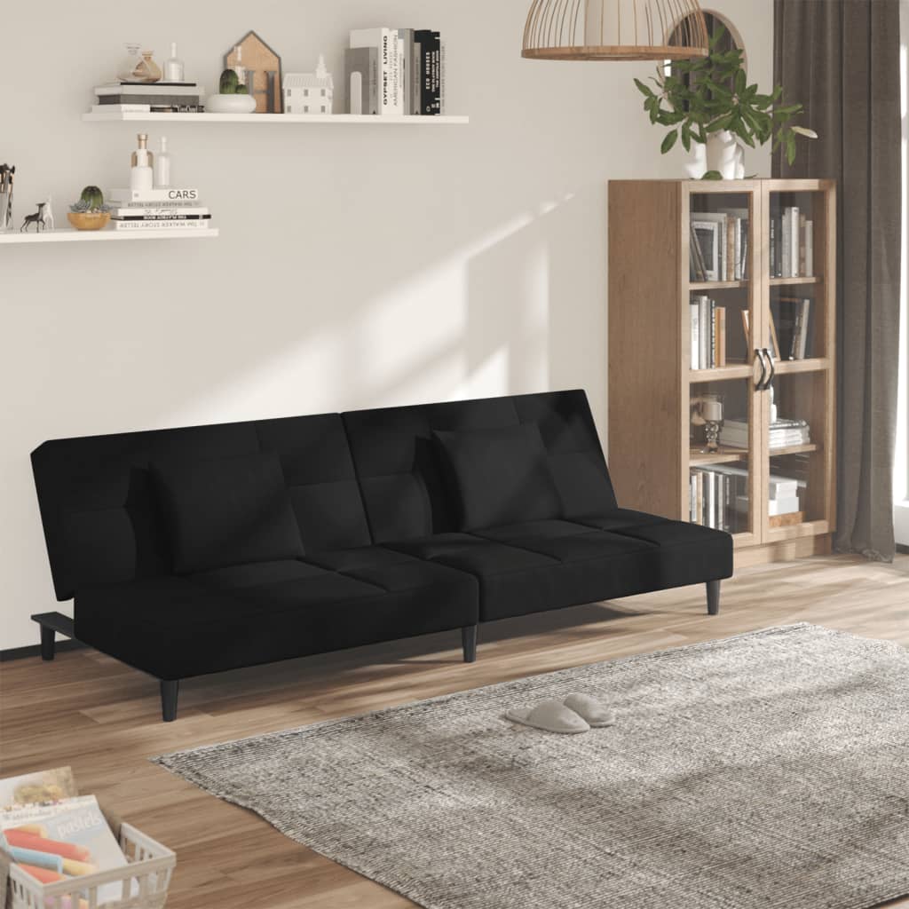 2-Personers Sovesofa Med 2 Puder Fløjl