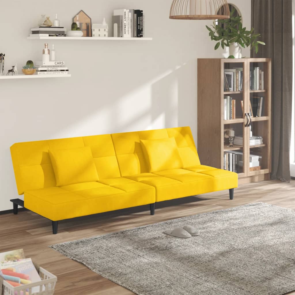 2-Personers Sovesofa Med 2 Puder Fløjl
