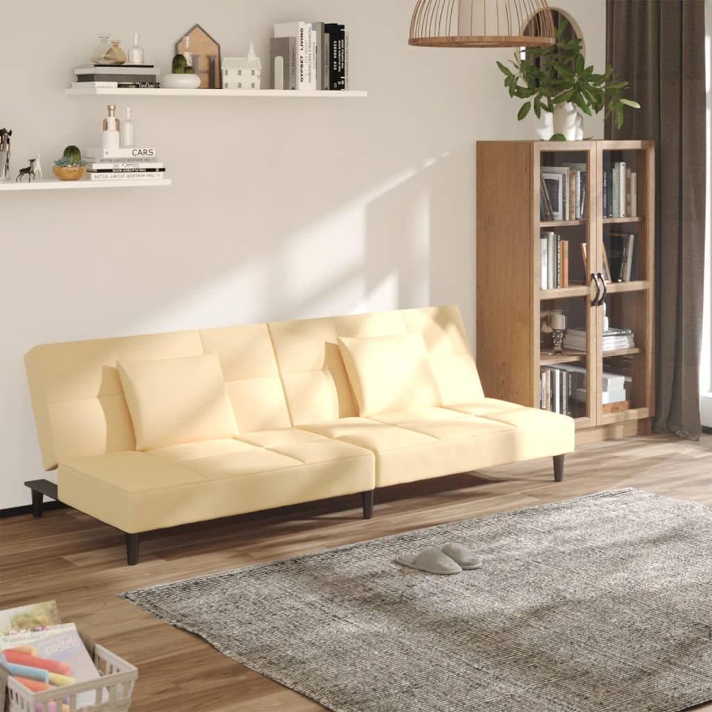 2-Personers Sovesofa Med 2 Puder Fløjl