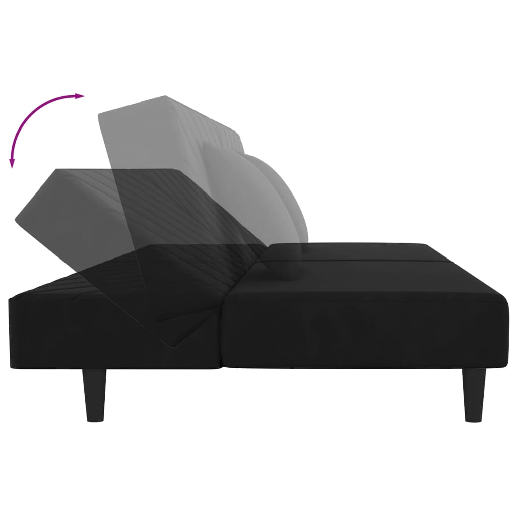 2-Personers Sovesofa Med 2 Puder Fløjl