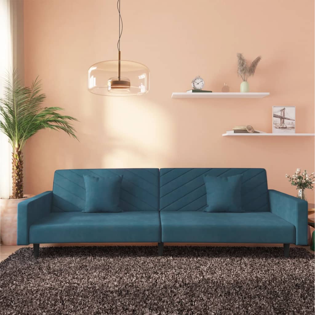 2-Personers Sovesofa Med 2 Puder Fløjl