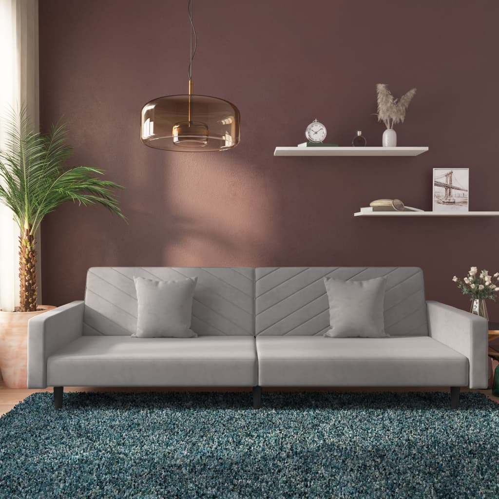 2-Personers Sovesofa Med 2 Puder Fløjl