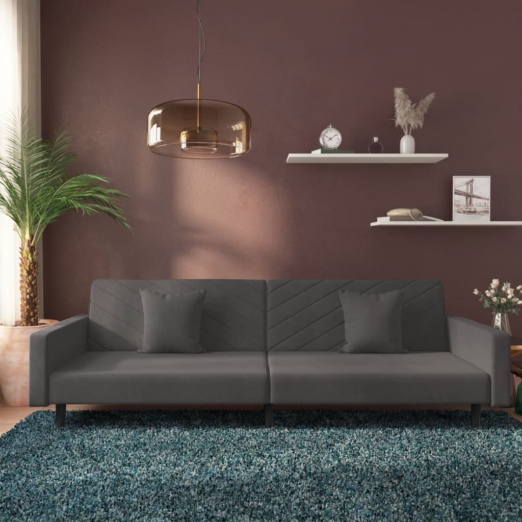 2-Personers Sovesofa Med 2 Puder Fløjl
