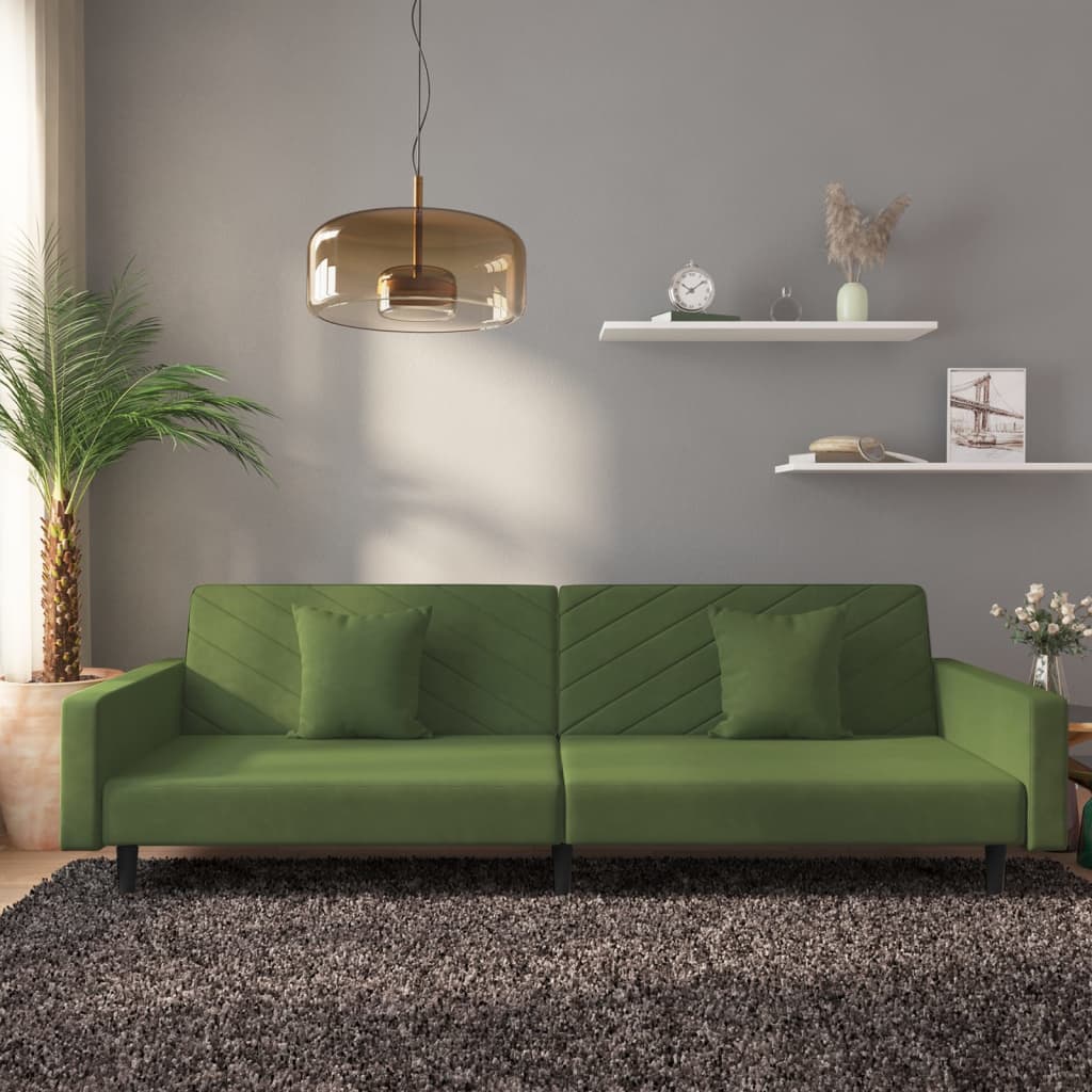 2-Personers Sovesofa Med 2 Puder Fløjl