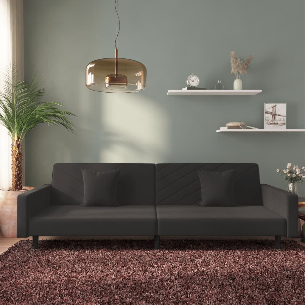 2-Personers Sovesofa Med 2 Puder Fløjl
