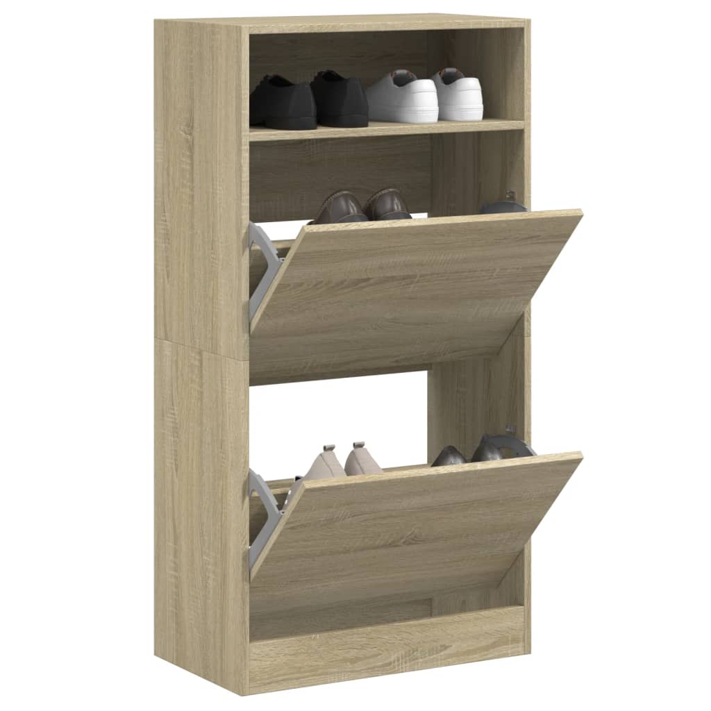 Skoskab Med 2 Vippeskuffer 80X34X116 Cm Sonoma-Eg