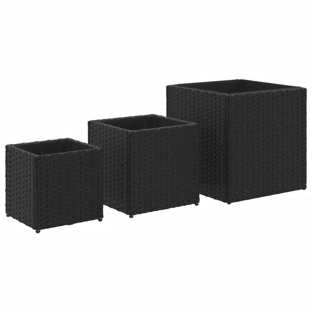 Plantekasser 3 Stk. Polyrattan
