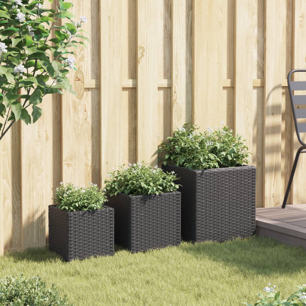 Plantekasser 3 Stk. Polyrattan
