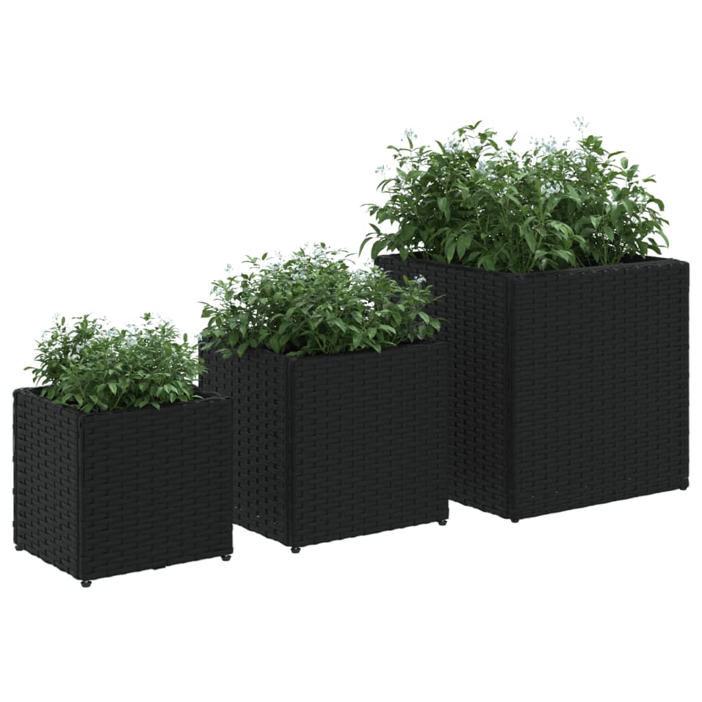 Plantekasser 3 Stk. Polyrattan