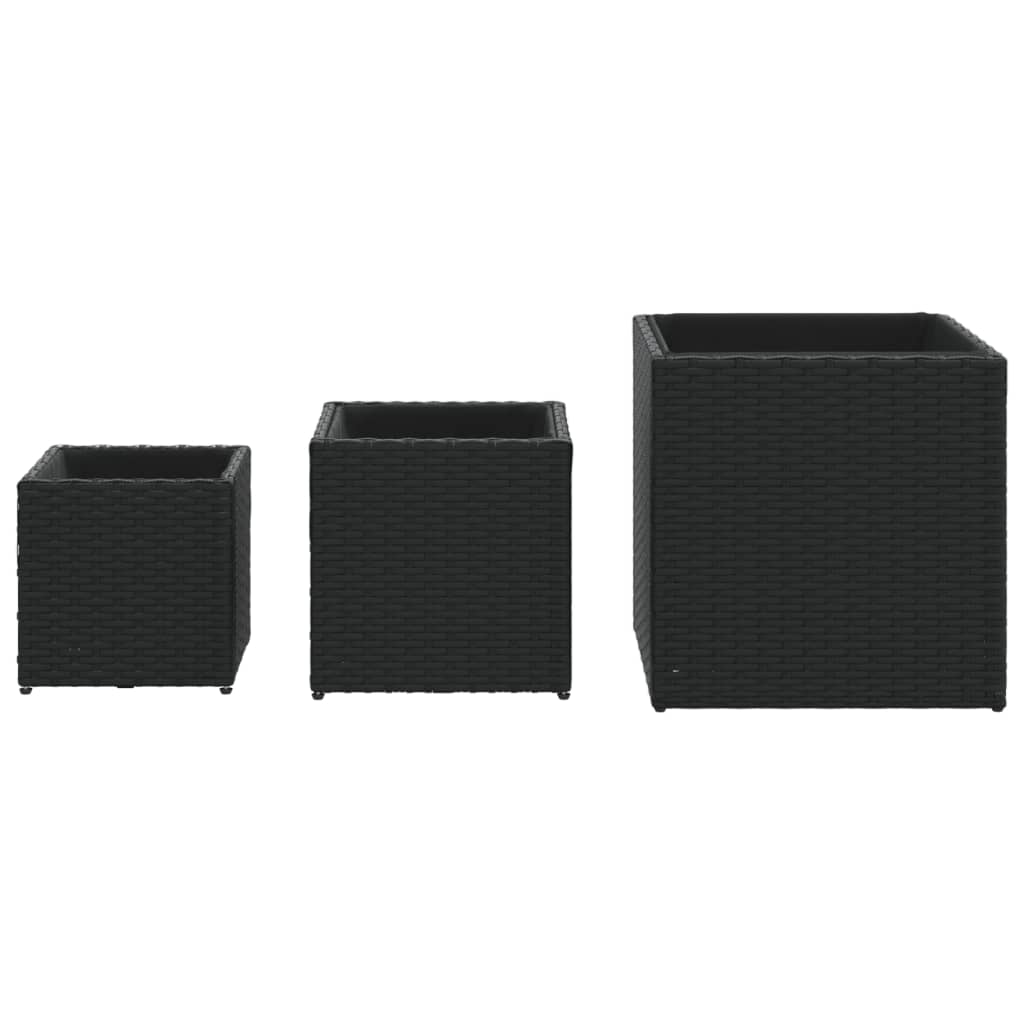 Plantekasser 3 Stk. Polyrattan